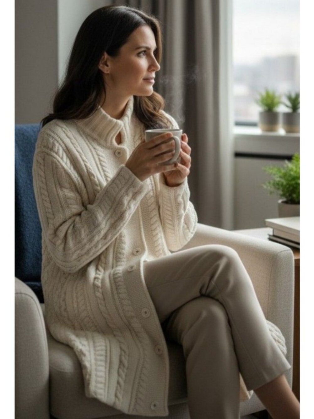 Kiton Pure Cashmere Winter Cable Knit Sweater Coat Size Large. New With Tags.